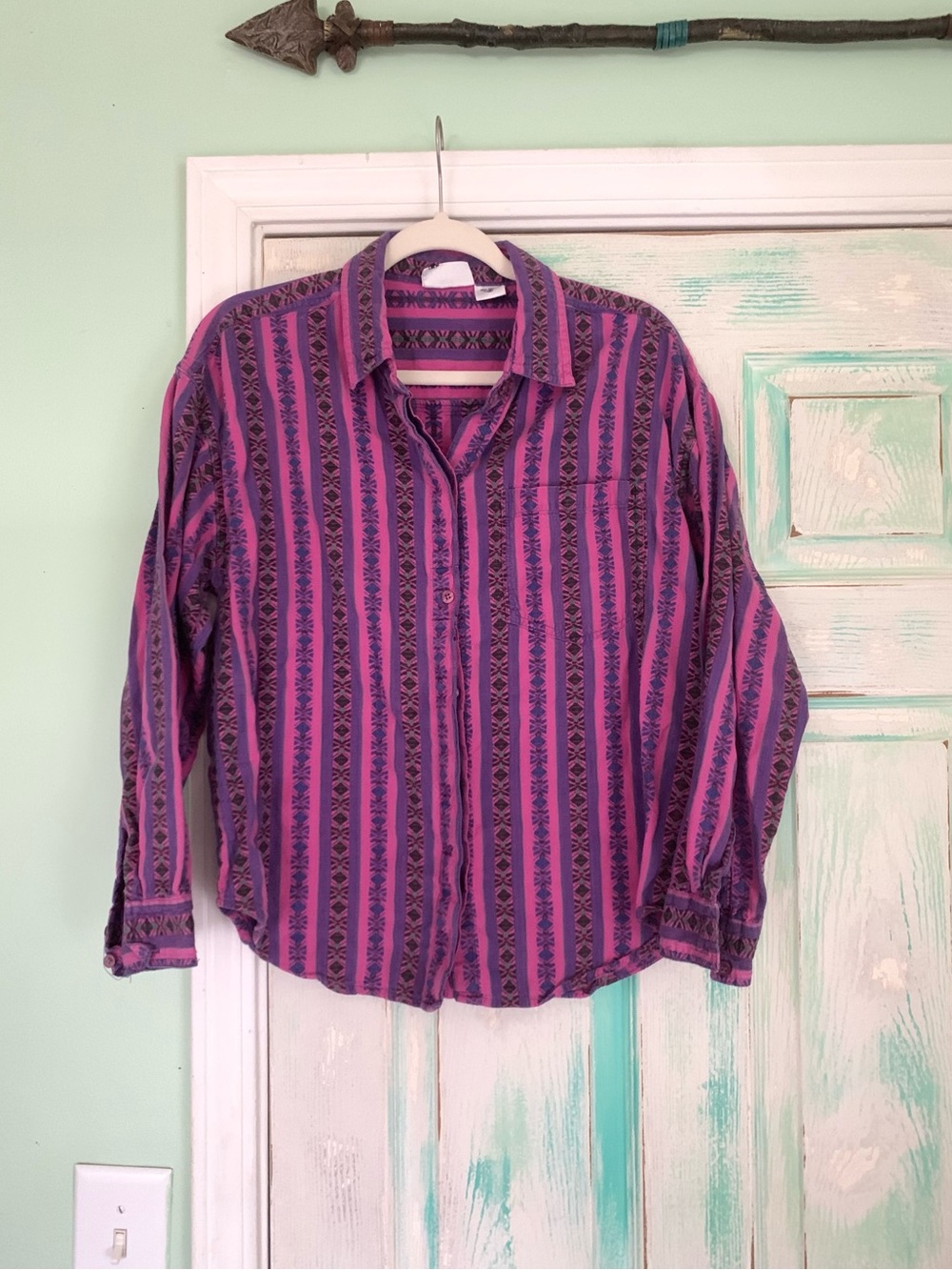 Vintage JW Jeans Wear Ethnic Button Down 1980’s/1990’s Shirt Medium